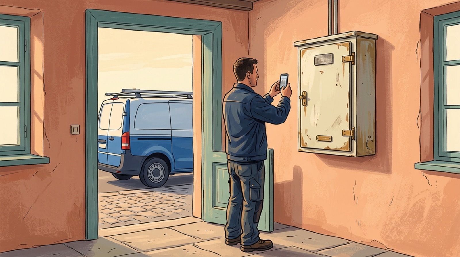 Electrician photos: the board and the van
